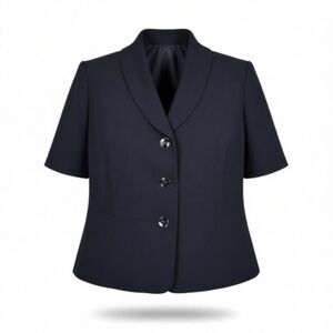 Le Suit Blazer Size 20W Black Peplum Short Sleeve Shawl Collar 3 Button Lined